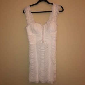 Fashion Nova White Ruched Mini Dress